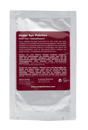 Esto puede resultar exagerado para algunos, pero la realidad es que las bolsas en los ojos por días cansados y estrés se reflejan de inmediato. Estos parches se usan por sólo 20 minutos para hidratar tu piel tras esos malos y pesados días. Parches para ojos de Recipe For Men.