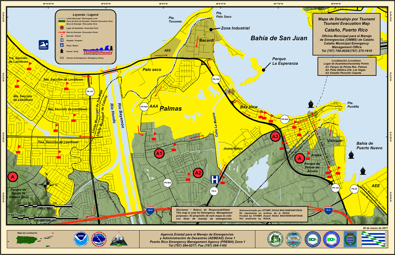 Mapa de desalojo de Cataño