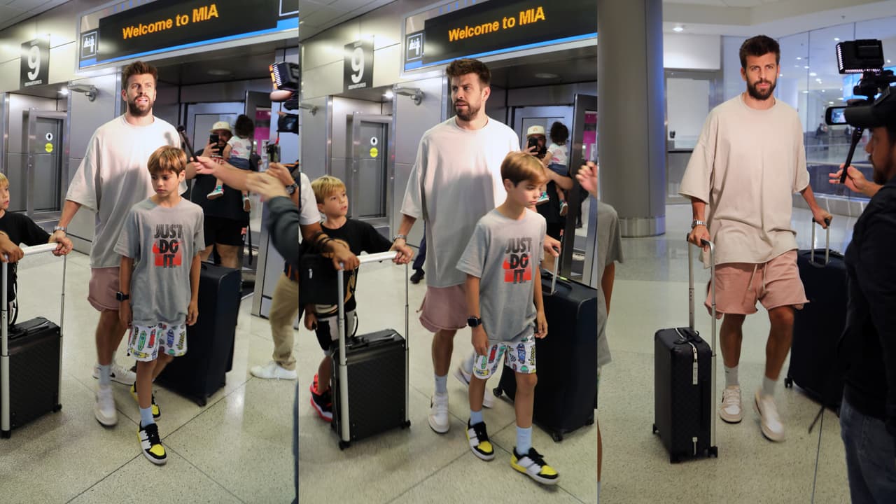 Piqué, al igual que sus hijos, llegaron a Miami vistiendo bermudas.