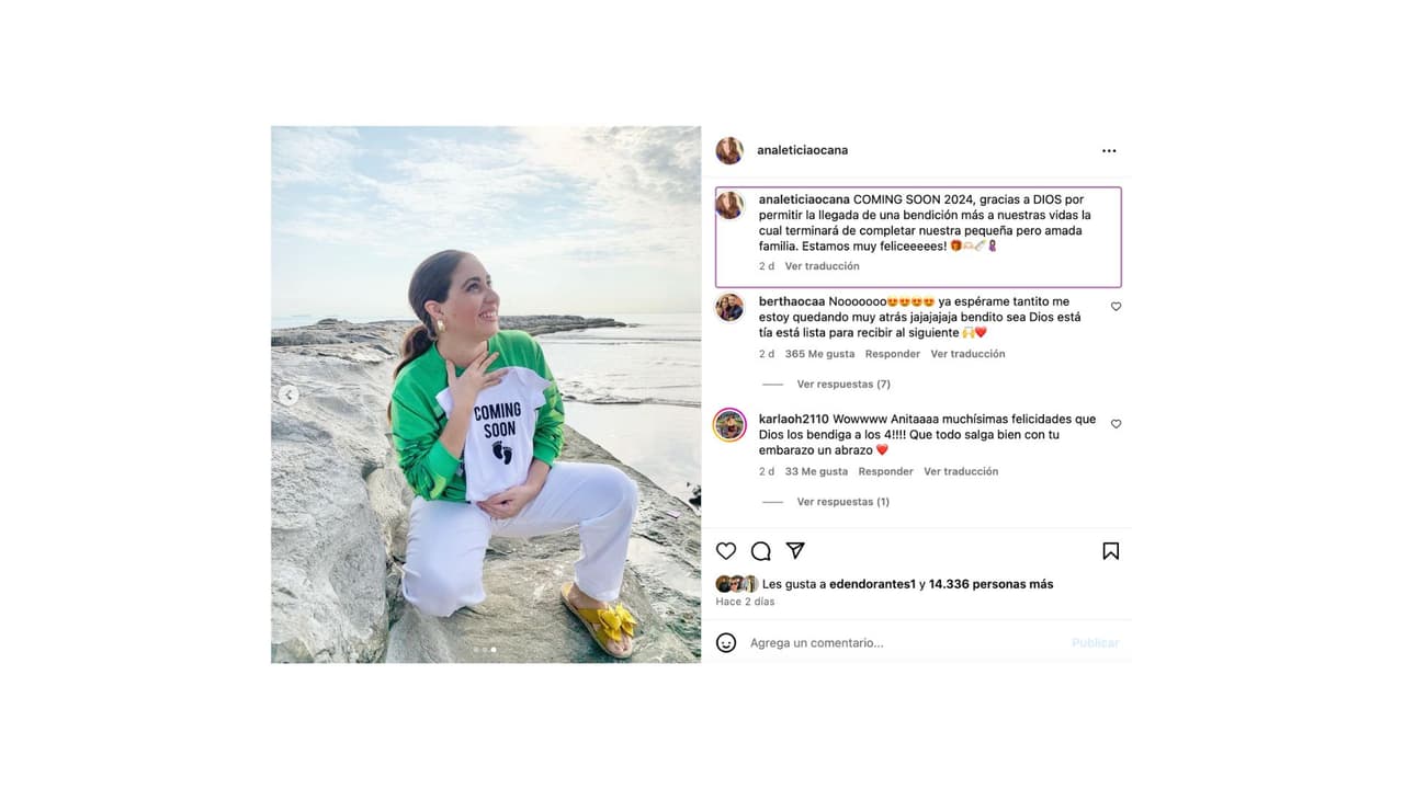 Así anunció Ana Leticia Ocaña su segundo embarazo.