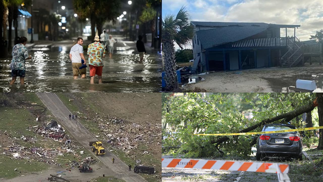 El huracán Isaías fue degradado a tormenta tropical después de tocar tierra el lunes por la noche en Ocean Isle Beach, Carolina del Norte.