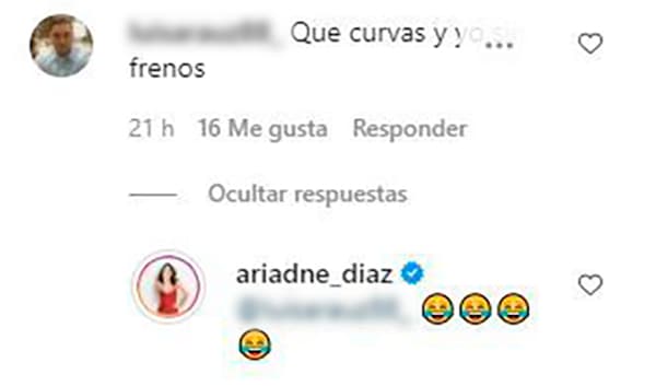 Uno de sus seguidores escribió: "Qué curvas y yo sin frenos"; ella respondió con emojis de risas.