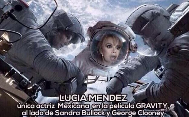 O el meme en donde se dice que Lucía fue la única actriz mexicana en el elenco de la multipremiada 'Gravity'.