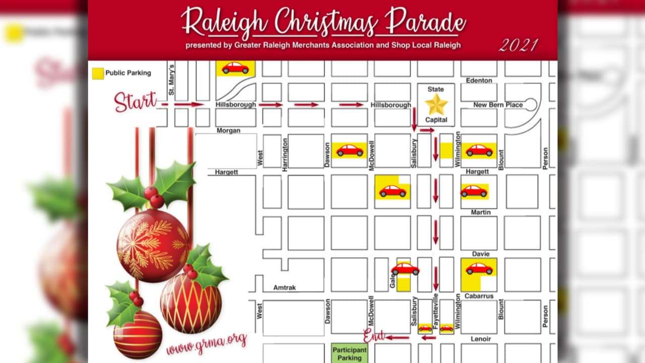 <b>¿Dónde puedes estacionar? </b>Este mapa muestra los lugares para estacionar disponibles cerca del desfile. Los estacionamientos que pertecenecen a la ciudad de Raleigh serán gratuitos la mañana del desfile. 
<a href="https://downtownraleigh.org/getting-around/parking" target="_blank">En esta lista puedes encontrar otros estacionamientos en el área.</a>