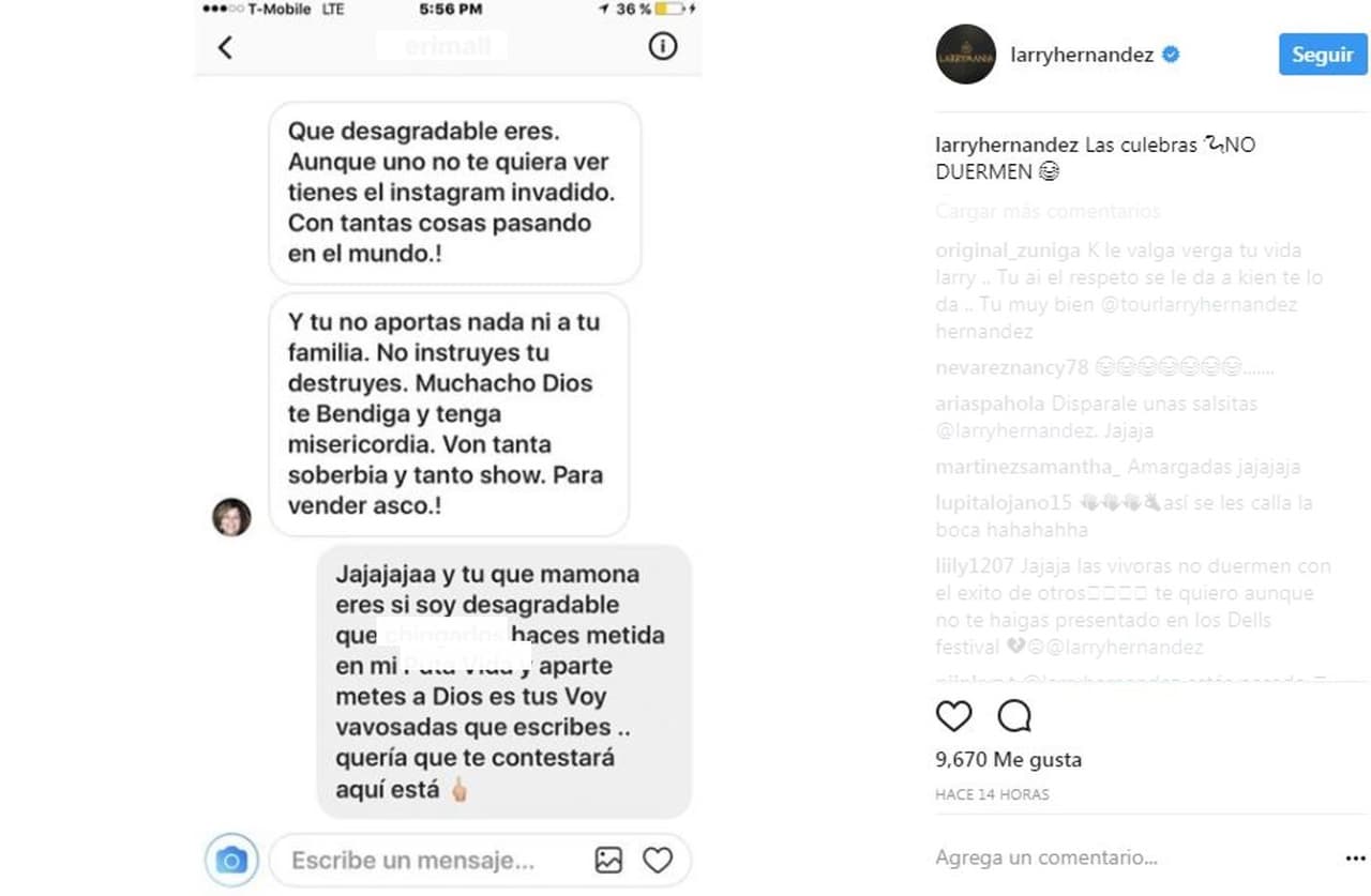 Perlo las críticas por su forma de expresarse no son nuevas, pues el cantante continuamente recibes mensajes como éste. Larry se toma el tiempo para contestarlos y para evidenciarlos en sus redes.