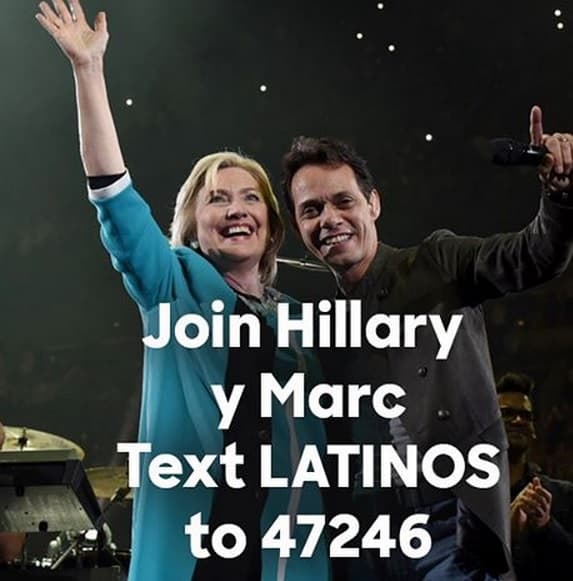 También tuvo una invitada especial: la demócrata Hillary Clinton, a quien invitó a subir al escenario con él.