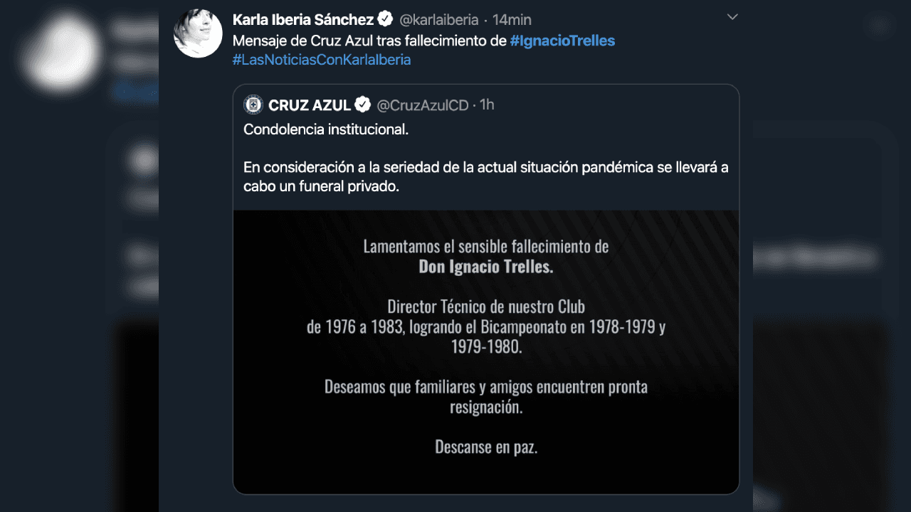 Así reacciona el mundo futbolístico ante el fallecimiento de Ignacio Trelles a sus 103 años.