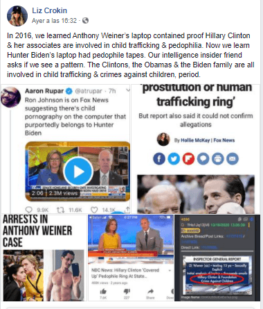 Fuente: captura de pantalla de Facebook tomada el lunes 19 de octubre de 2020.