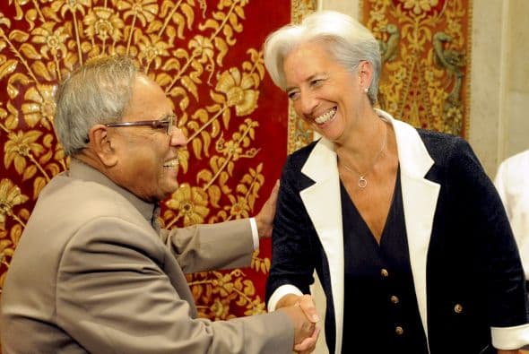 Lagarde se reunió en Nueva Delhi con el primer ministro Manmohan Singh, con el ministro de Finanzas Pranab Mukherjee y el presidente de la Comisión de Planificación Montek Singh Ahluwalia.