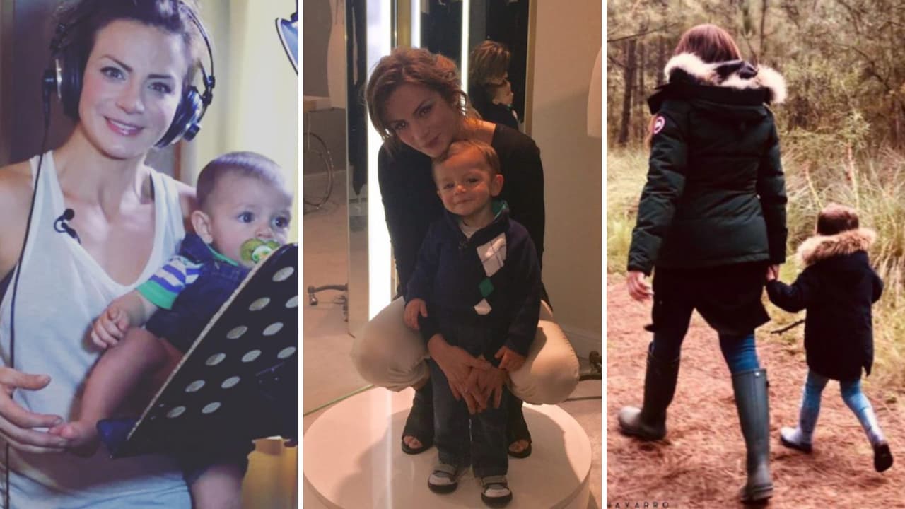 Silvia Navarro con su hijo León.