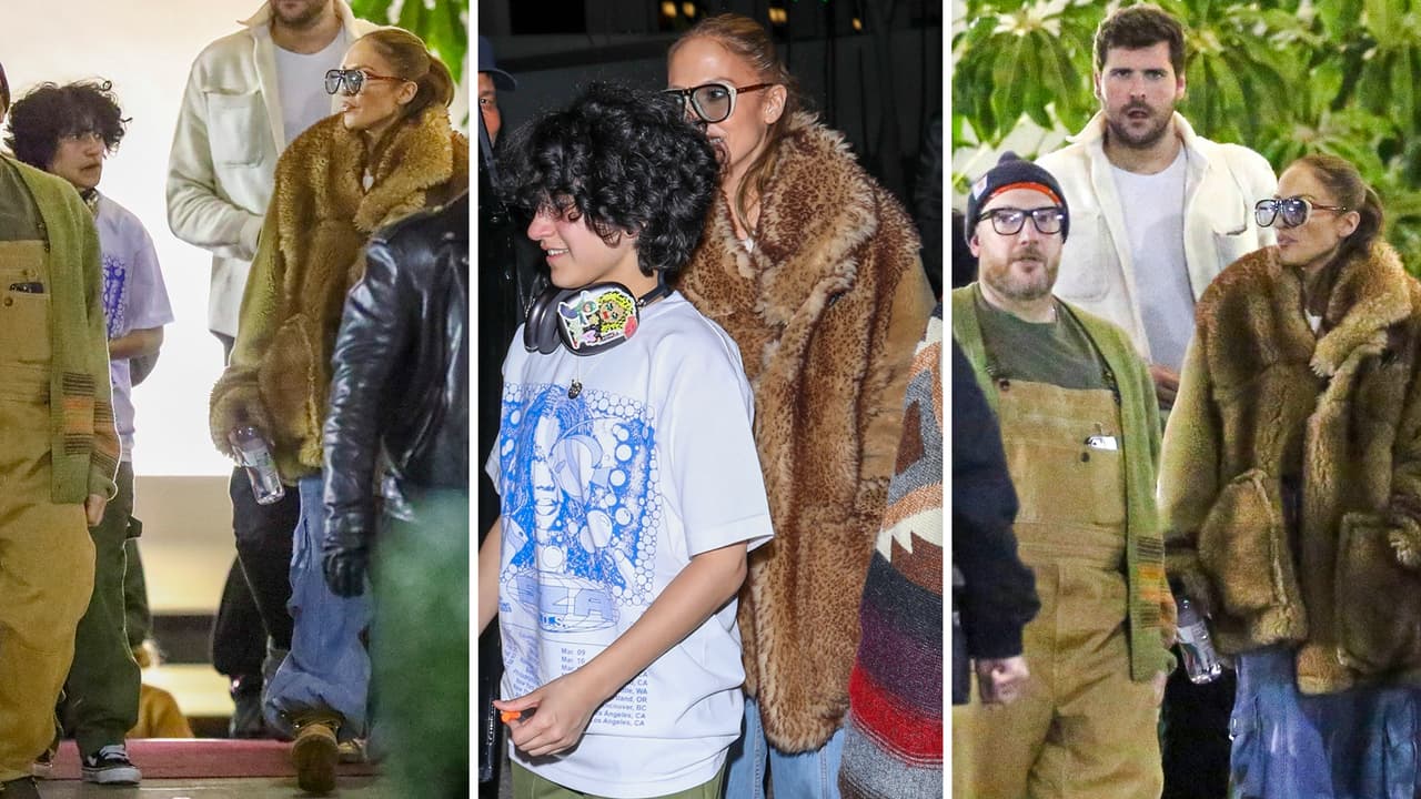 JLo también llevaba unas botas camel y un par de gafas de sol de aviador.