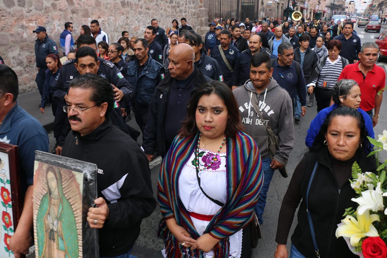 Elementos de la Policía Estatal, realizaron peregrinación al Santuario de Guadalupe de la capital michoacana.