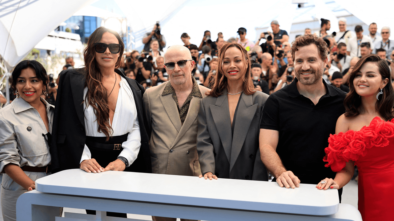 Adriana Paz, Karla Sofía Gascón, Zoe Saldaña, Edagar Ramírez y Selena Gómez conforman el reparto de 'Emilia Pérez'.