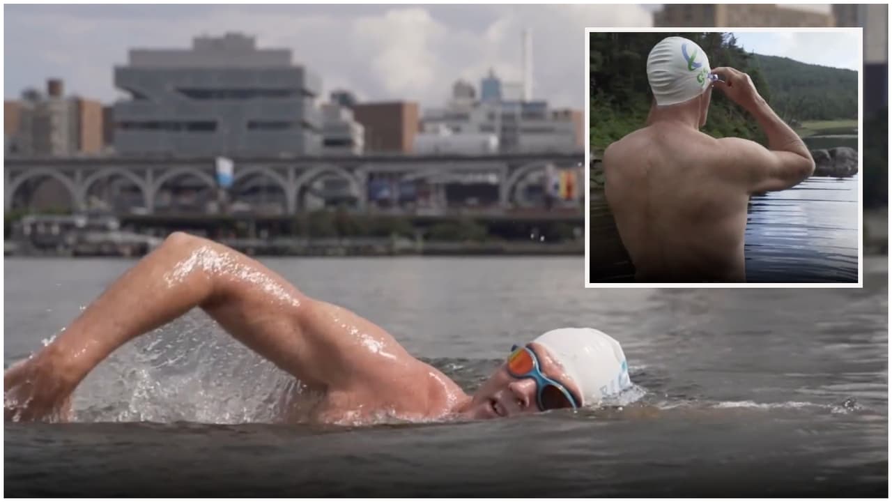 Nadador de 53 años completa épica travesía; nadó 507 kilómetros y atravesó el Río Hudson en Nueva York