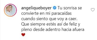 Angelique comentó la publicación donde le reiteró su amor y agradeció su apoyo.