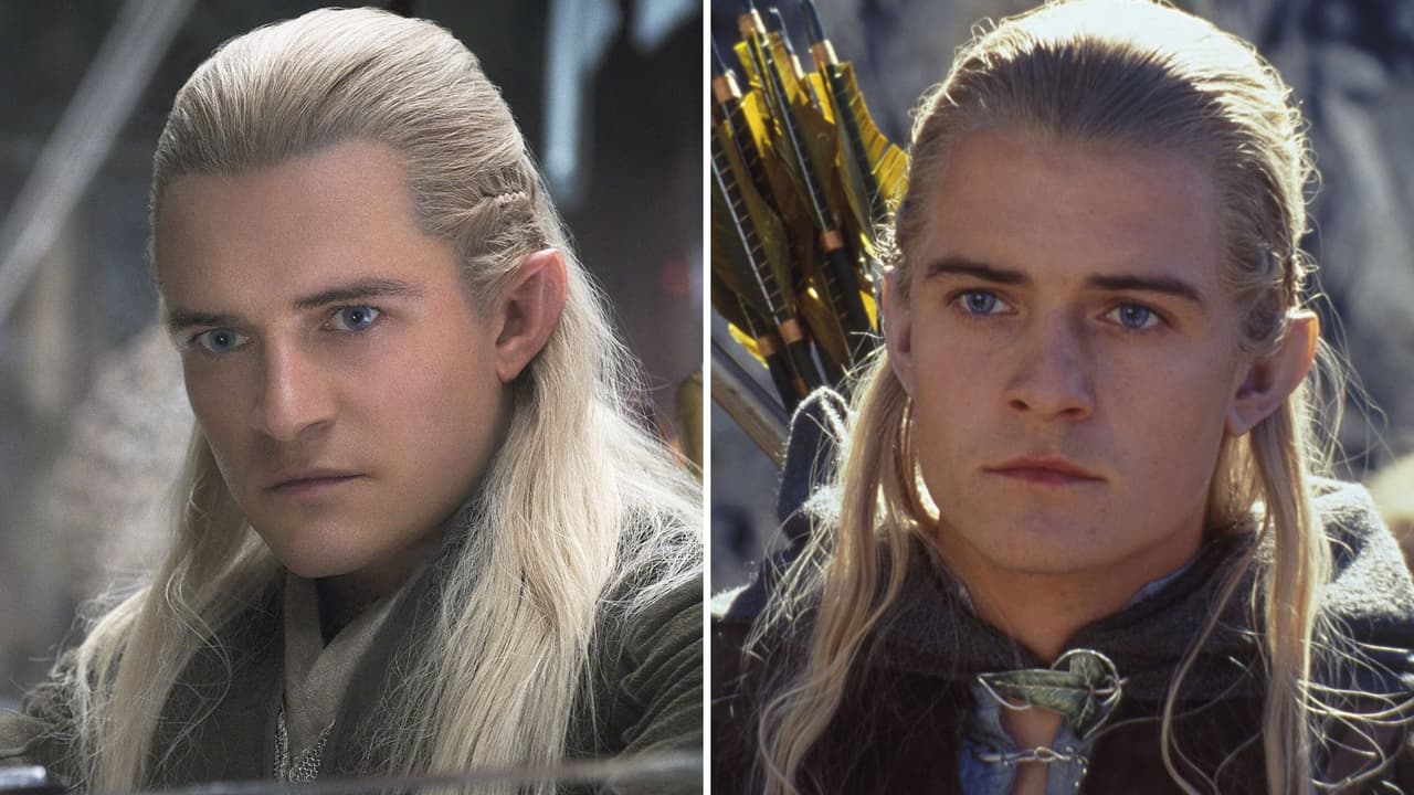 Doce años después, en ‘The Hobbit: The Desolation of Smaug’ (2013), Bloom volvió a interpretar al experimentado arquero. El filme aprovechó la tecnología CGI para rejuvenecer a Orlando: del lado derecho puedes ver al actor rejuvenecido digitalmente, y del lado derecho es el semblante de Bloom en 'The Lord of the Rings: The Two Towers' (2002).