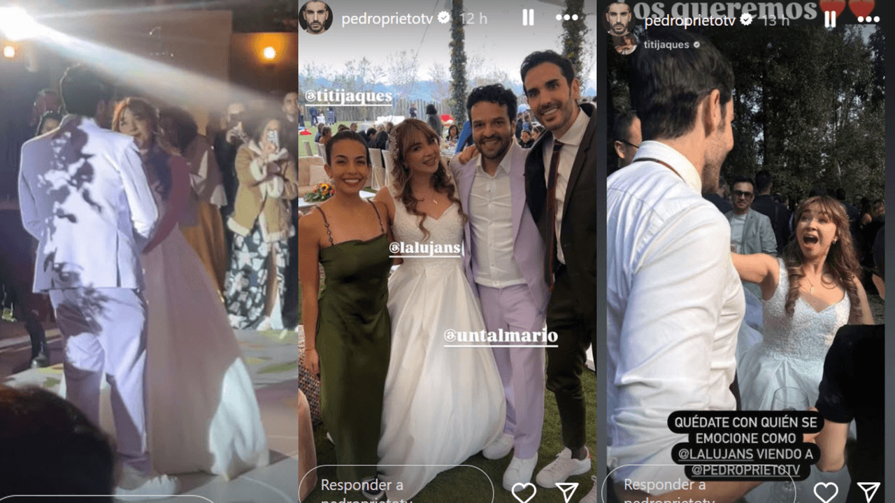 El novio lució un traje en color lila mientras que Daniela Luján llevó un ramo con girasoles.