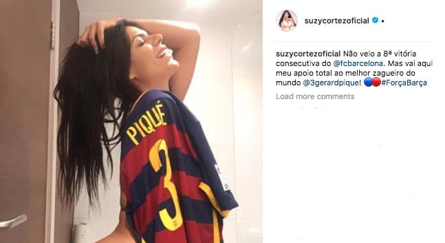 Suzy Cortez es fanática del Barcelona, equipo para el que juega Gerard Piqué.
