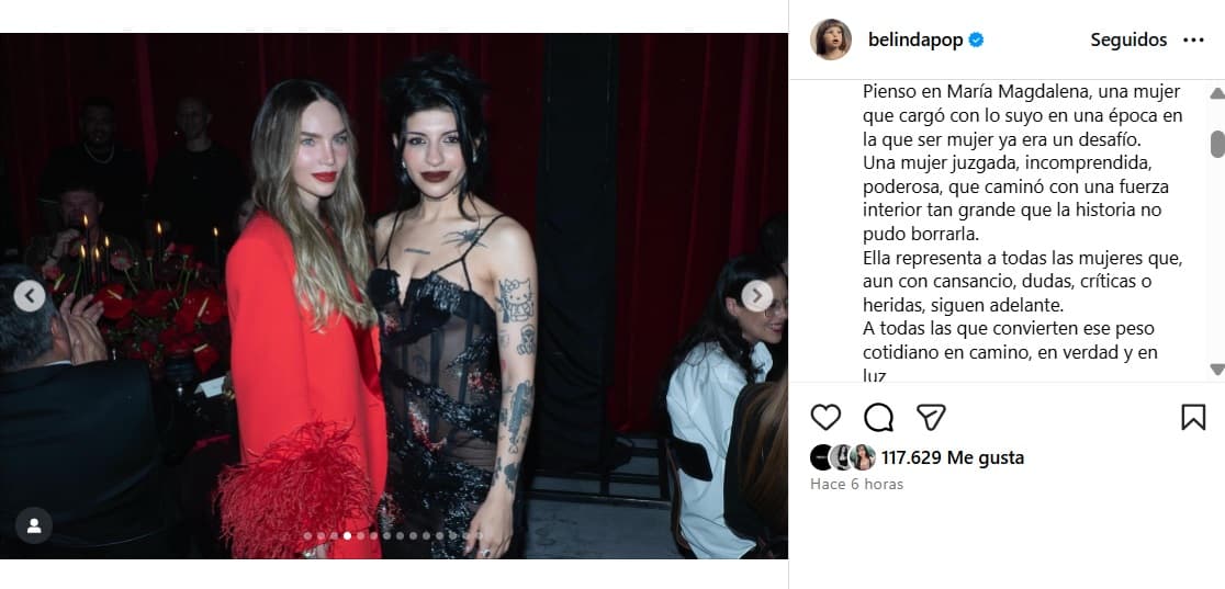 Belinda compartió este mensaje tras conocer a Cazzu.