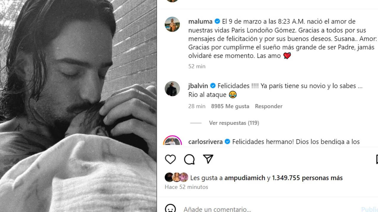 Esta es una de las fotos que Maluma reveló sobre el nacimiento de su hija Paris.
