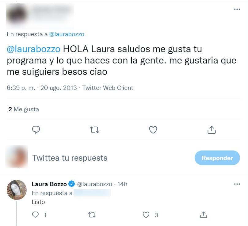 Uno de ellos le mandó un saludo y le pidió que lo siguiera en esa plataforma, a lo que ella accedió.
<br>