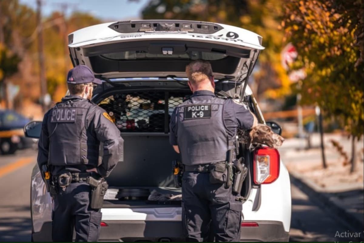 Los equipos K-9 están capacitados y certificados en la detección de materiales explosivos arribaron al lugar para buscar algún artefacto sospechoso.