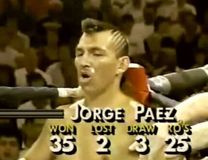 Su estilo irreverente y estrafalario convirtieron a Jorge ‘El Maromero’ Páez en una leyenda del 
<b><a href="https://www.univision.com/temas/boxeo">boxeo</a></b>. 
<br>