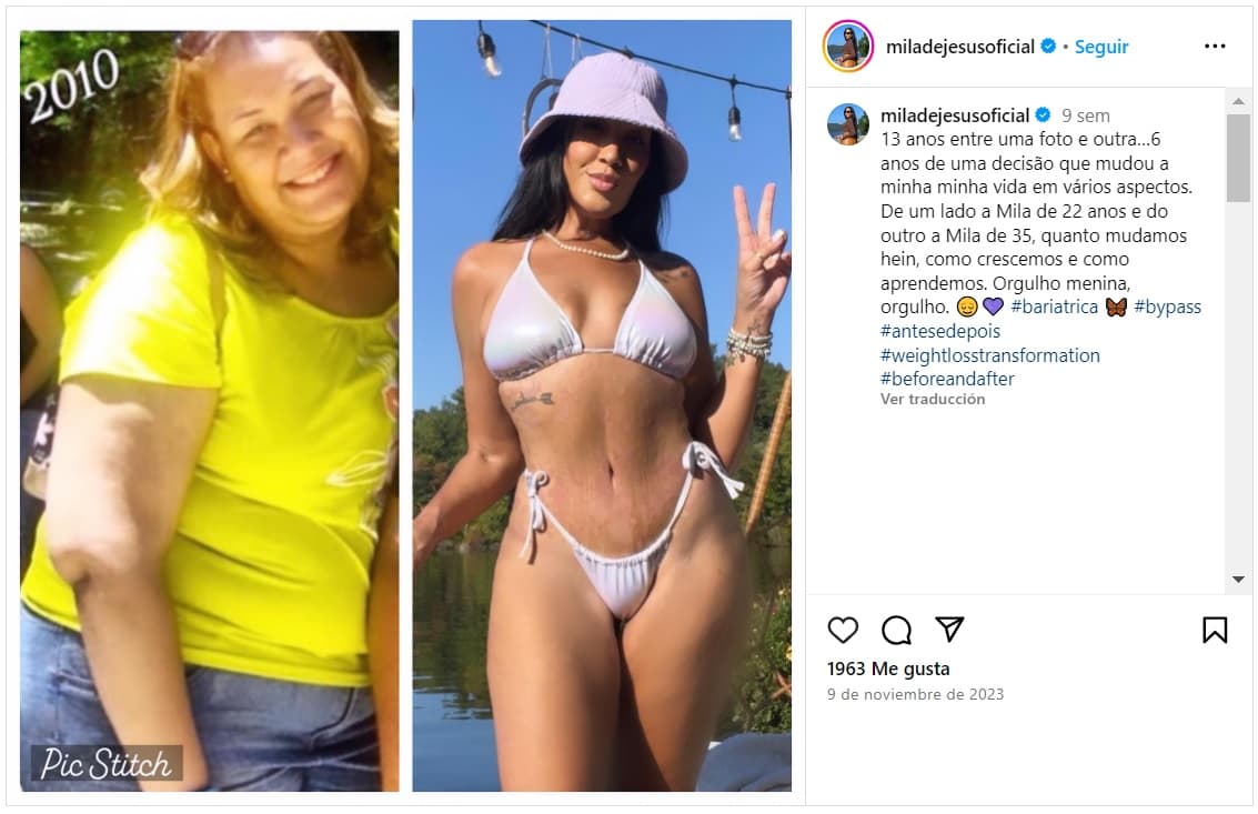 Mila de Jesús mostró cómo cambió su cuerpo.