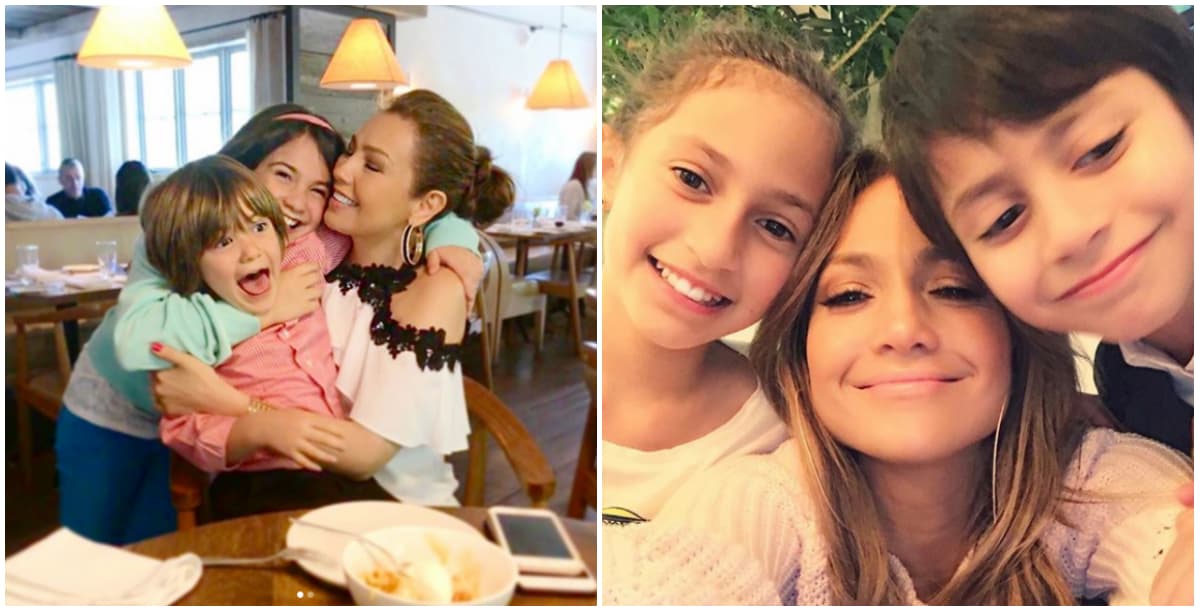 Ambas divas se convirtieron en madres casi al mismo tiempo. Thalía fue mamá por primera vez a finales de 2007 cuando dio a luz a Sabrina Sakaë y Matthew Alejandro en 2011.