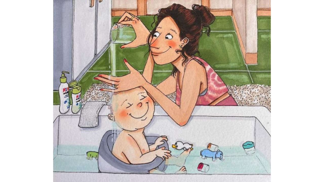 Ilustración de Amanda Oleander sobre la maternidad y la llegada de un nuevo bebé