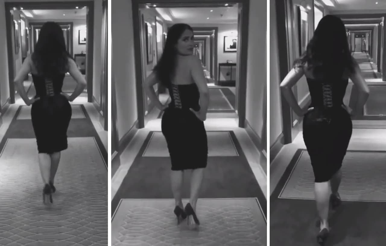 Las caderas de Salma Hayek le compiten a Shakira con su contoneo 