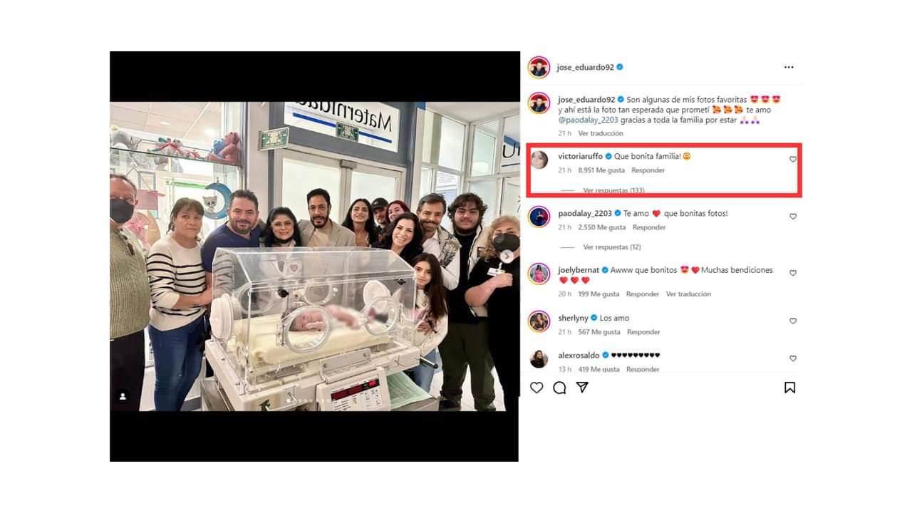 Eugenio Derbez y Victoria Ruffo juntos en foto familiar.