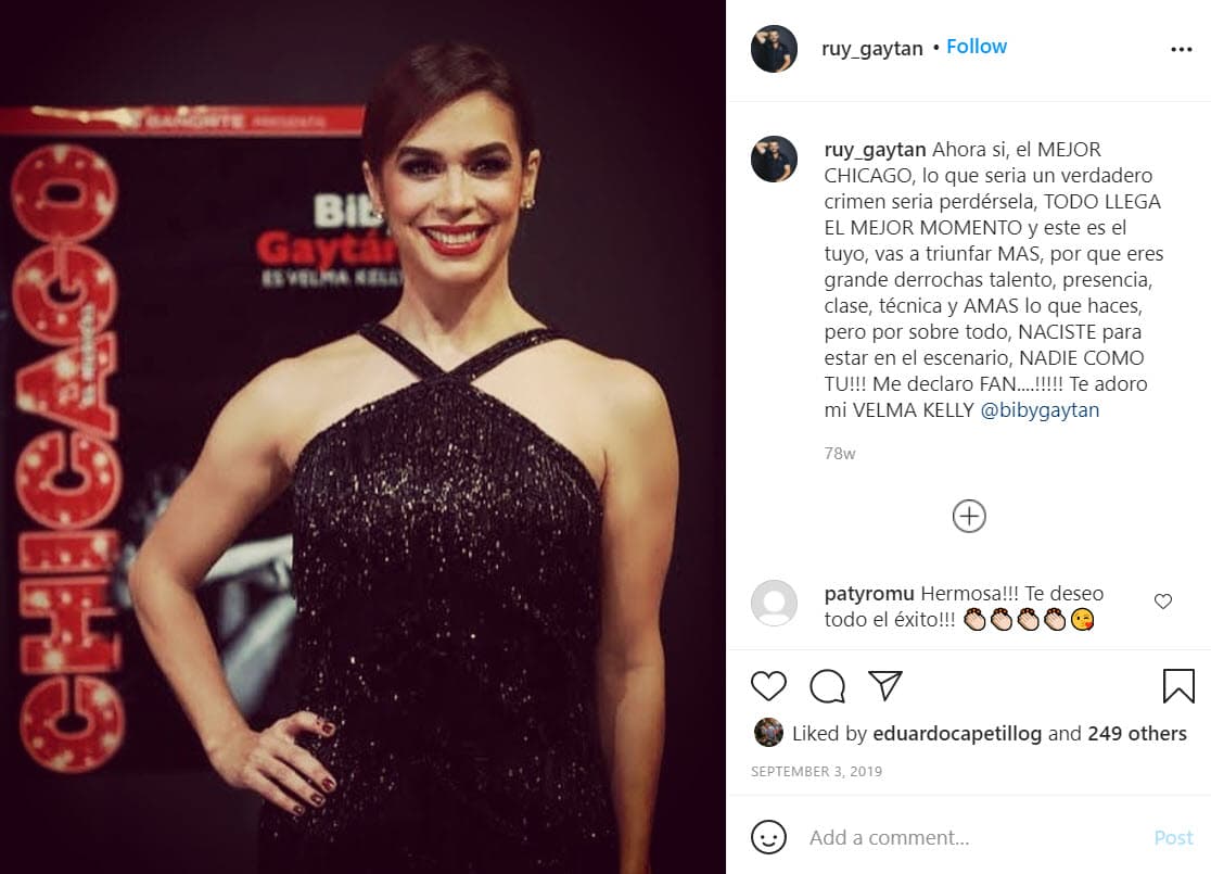 En 2019, Ruy mostró su orgullo por el regreso de su hermana Biby a los escenarios teatrales en 'Chicago', tras 15 años de ausencia.
<br>