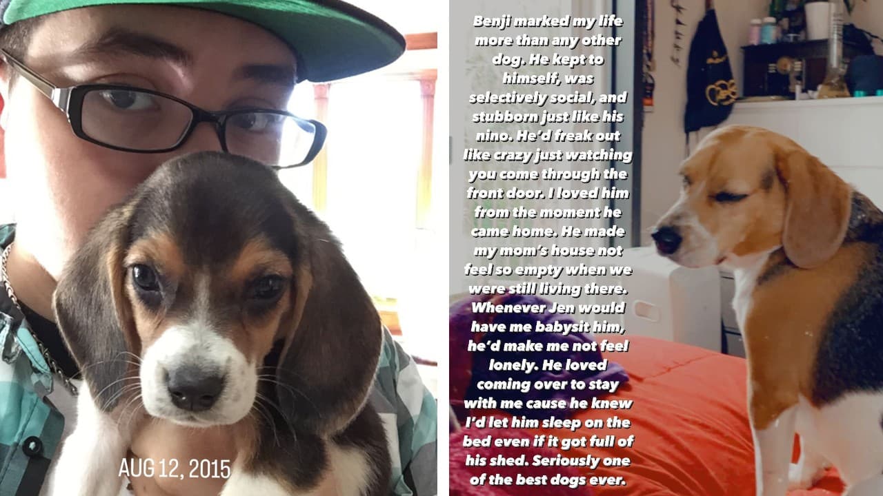 Johnny López y su perrito Benji.