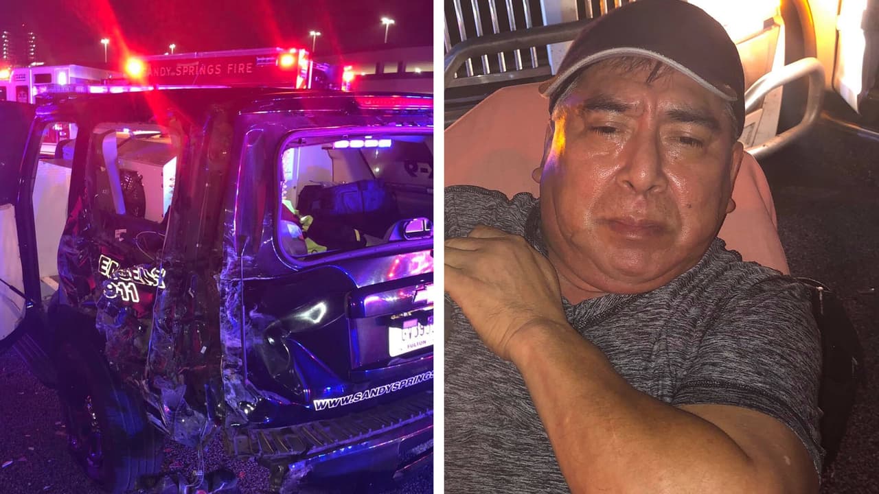 Apolinar Mondragón Lucas, de 57 años, fue arrestado y acusado de DUI además de conducir sin licencia entre otros cargos, luego de chochar estrepitosamente contra una patrulla del Departamento de Policía de Sandy Springs, en el hecho un oficial y un agente canino resultaron heridos.