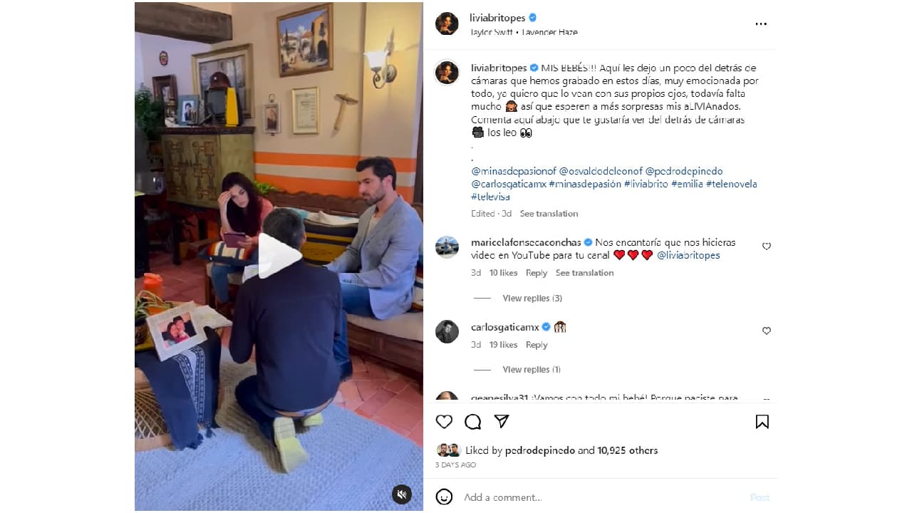 Livia Brito y Osvaldo de León en las rabaciones de 'Minas de pasión'.