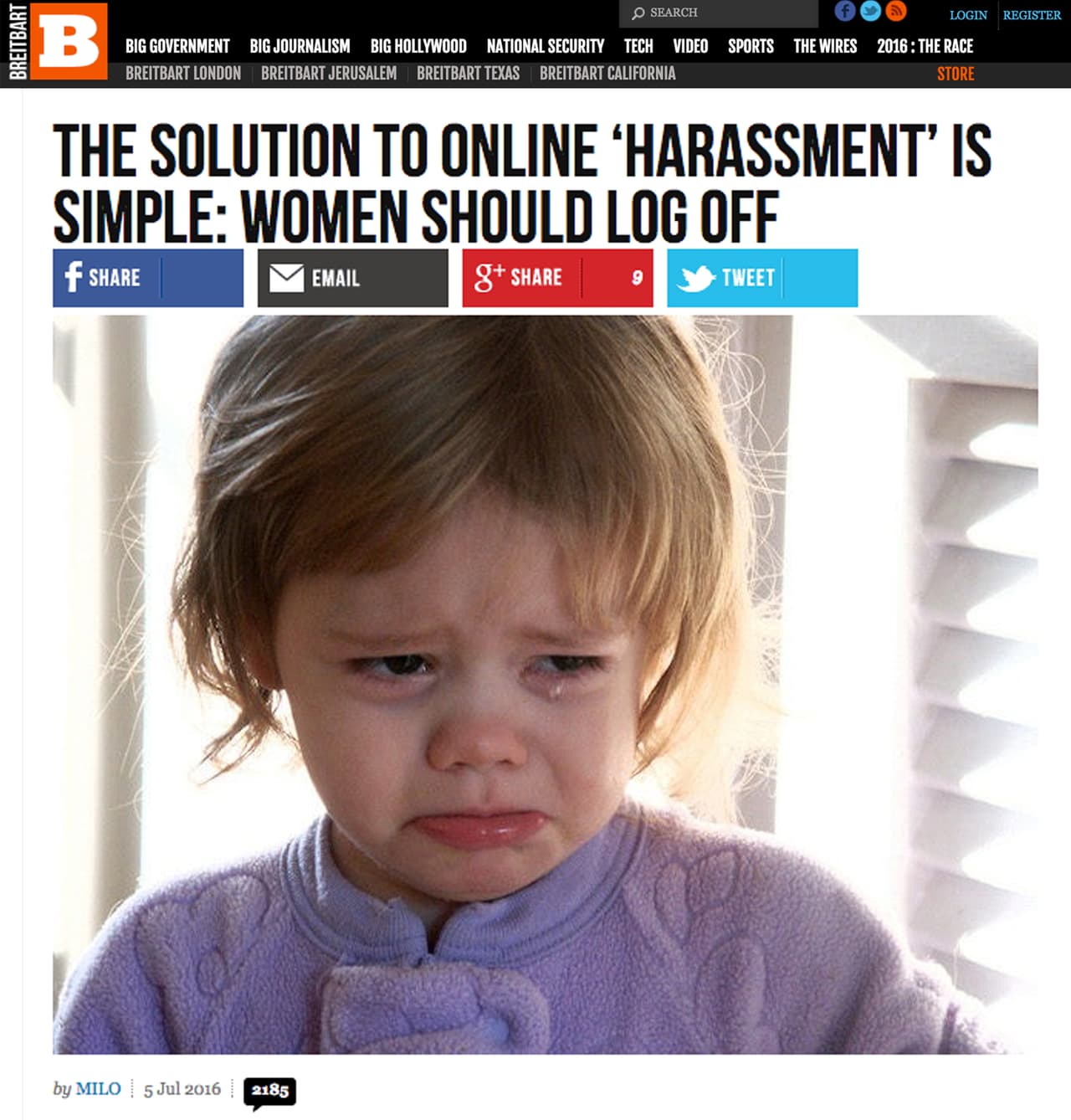 "La solución al acoso en línea es simple: las mujeres deben salirse del internet".