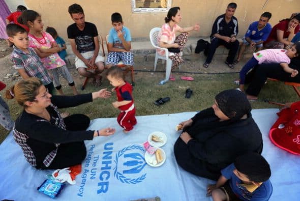 Se refugian en el jardín de la iglesia San José en las afueras de Erbil.