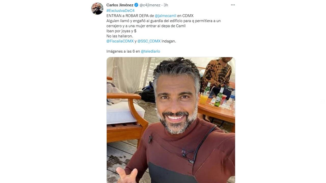 Jaime Camil es víctima de la delincuencia, hallanaron su departamento en la Ciudad de México.