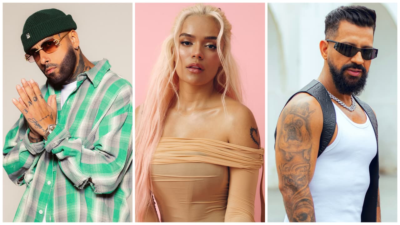 Nicky Jam, Karol G y Kevin.