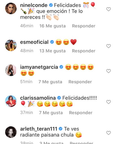 Ninel Conde, Yanet García, Clarissa Molina, Arleth Terán y su hermana, Esmeralda Ugalde, también reaccionaron emocionados ante la noticia.
