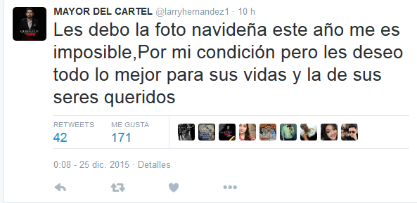 Larry Hernández se disculpó por no poder subir su foto de la temporada.