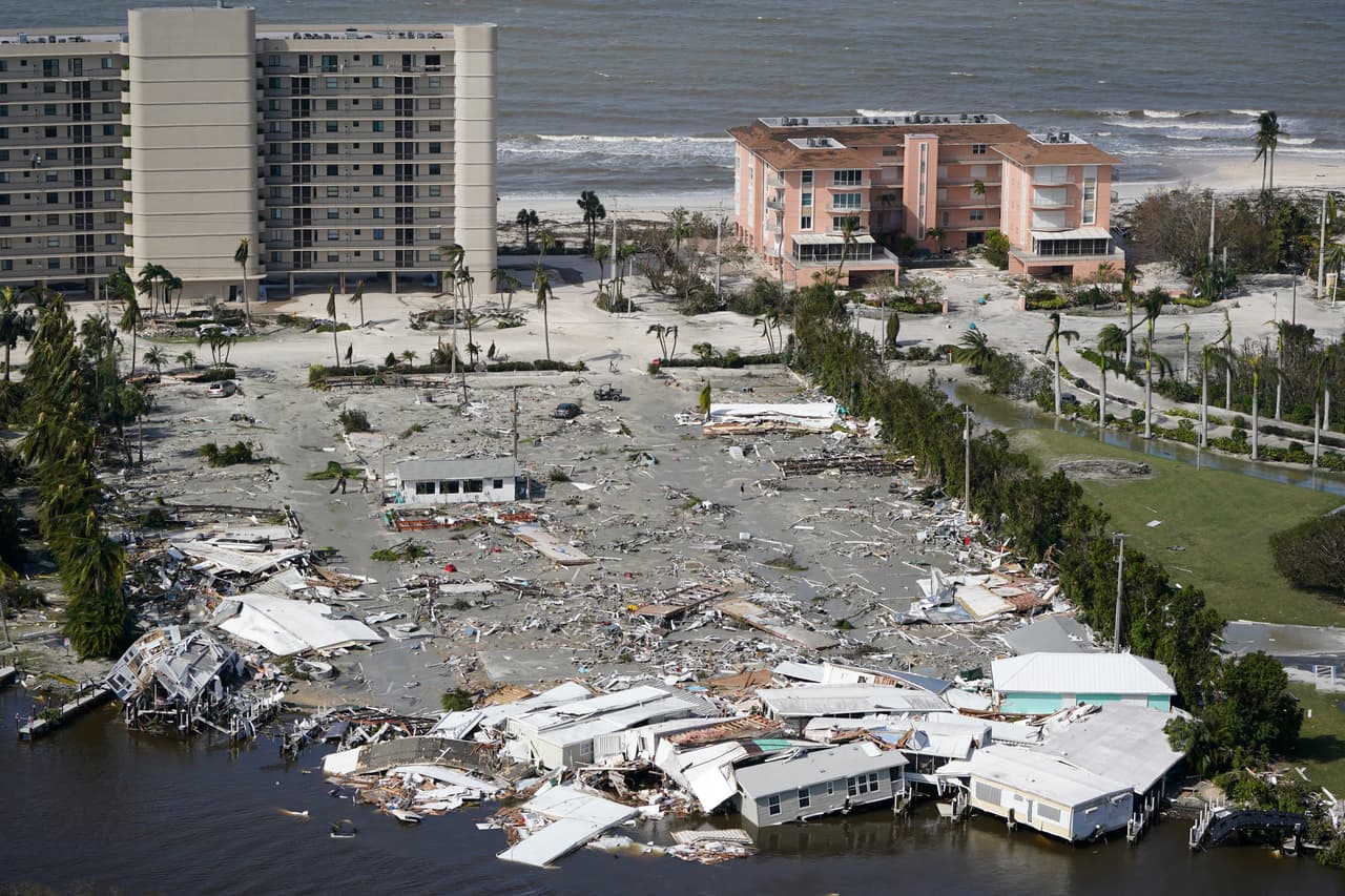 Strong winds of 150 mph swept away weaker structures by and caused extensive damage to others.