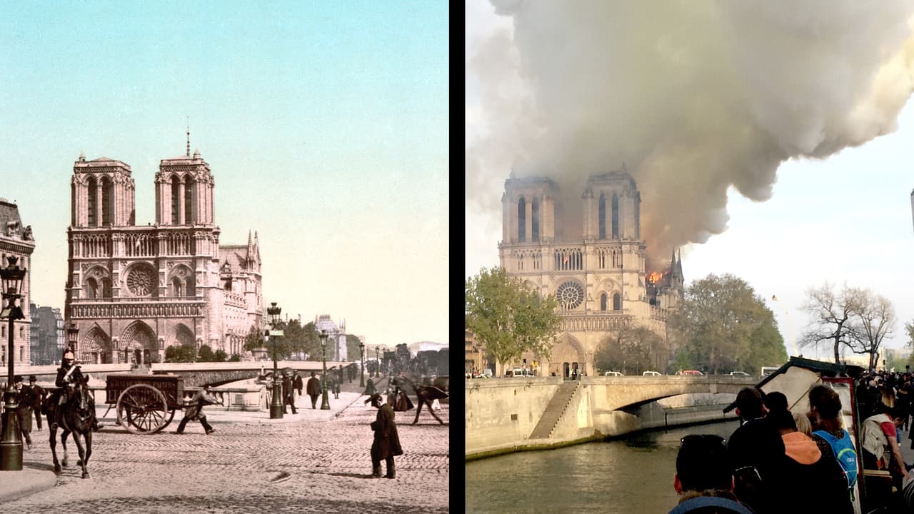 Fotografías interactivas: la catedral de Notre Dame de París antes y después del incendio