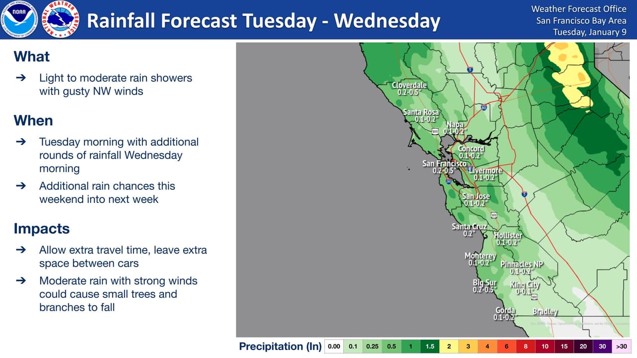 Además del frío, llegan lluvias y posibles inundaciones debido a mareas en el Área de la Bahía