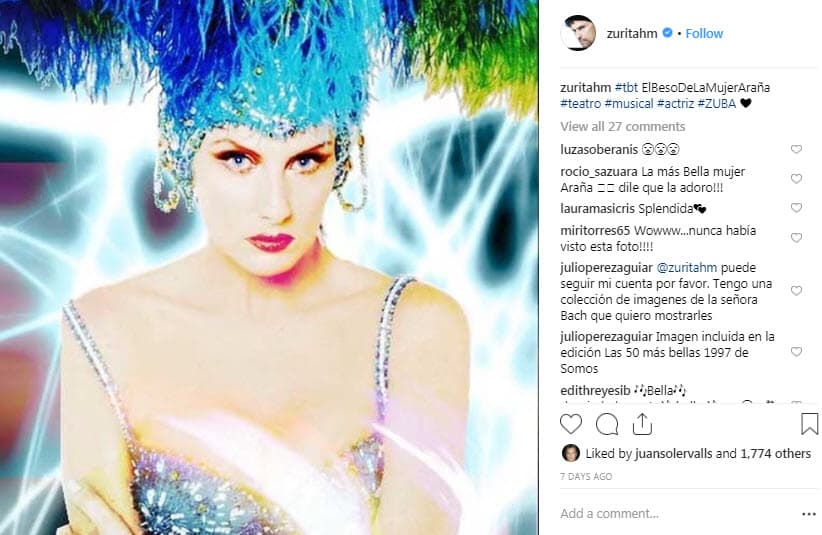 El 21 de febrero también recordó con esta imagen su participación en la obra 'El beso de la mujer araña' y añadió un corazón.