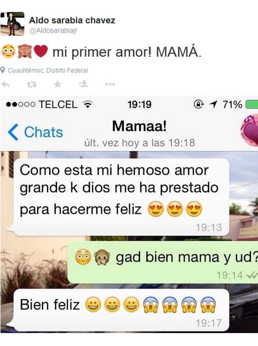 Tan grande era el cariño que Aldo sentía por su madre, que la consideró su primer amor. Ambos se mandaban mensajes como este.