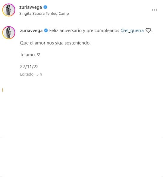 <b>"Que el amor nos siga sosteniendo",</b> escribió la protagonista de telenovelas como 'Alma de Hierro' tras felicitar a su esposo por su aniversario y también por su próximo cumpleaños.