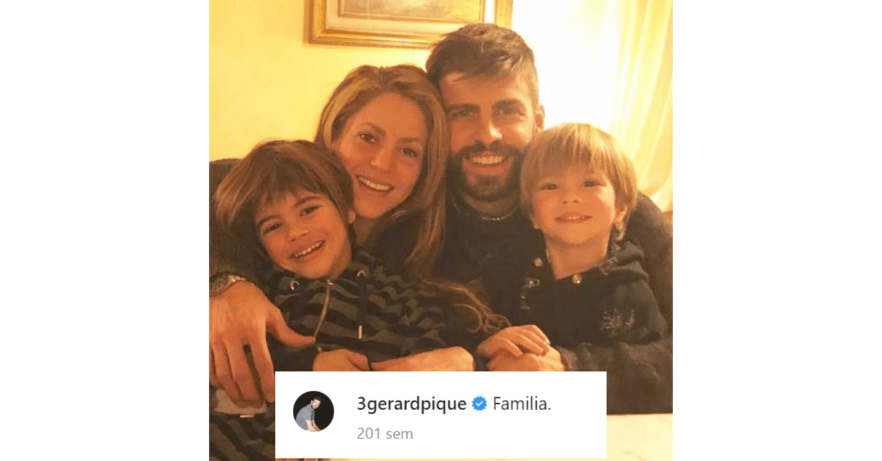 Shakira con Gerard Piqué y sus hijos en común