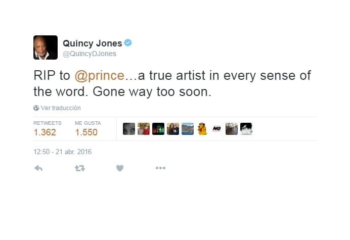 Con este sentido mensaje el legenadario productor destacó el gran valor artístico de Prince.